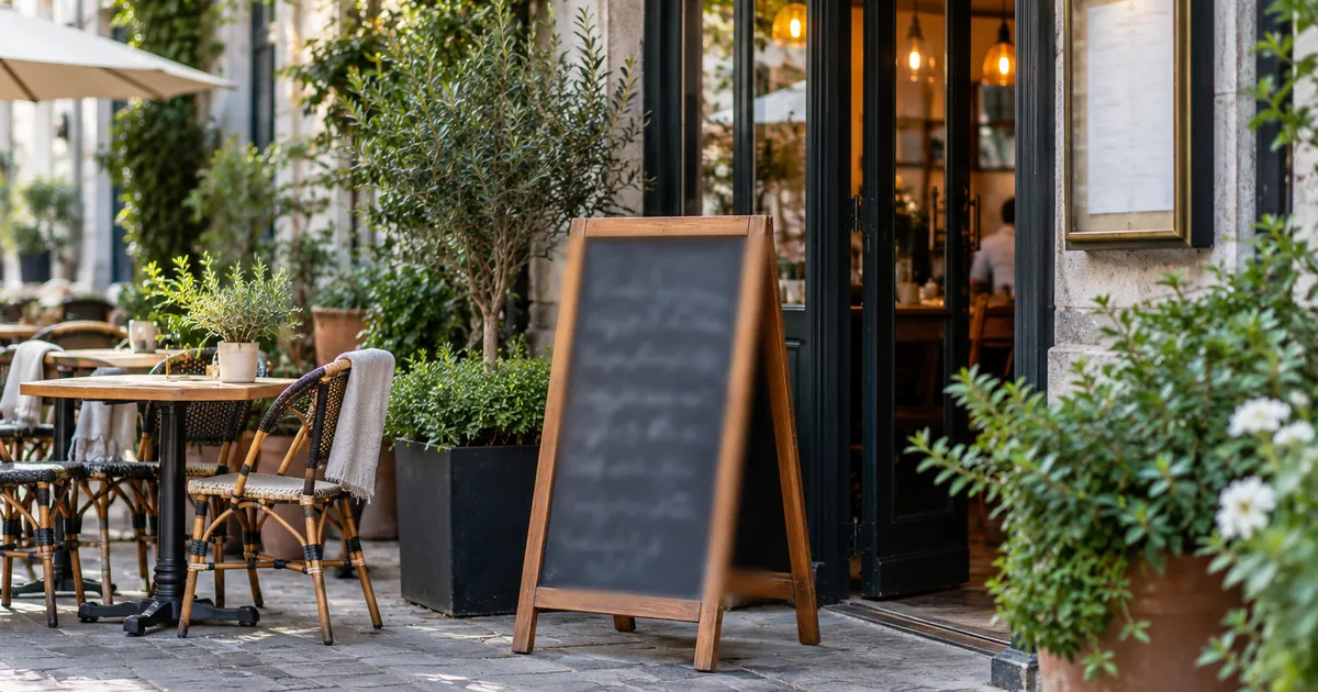Affichages à l'entrée d'un restaurant