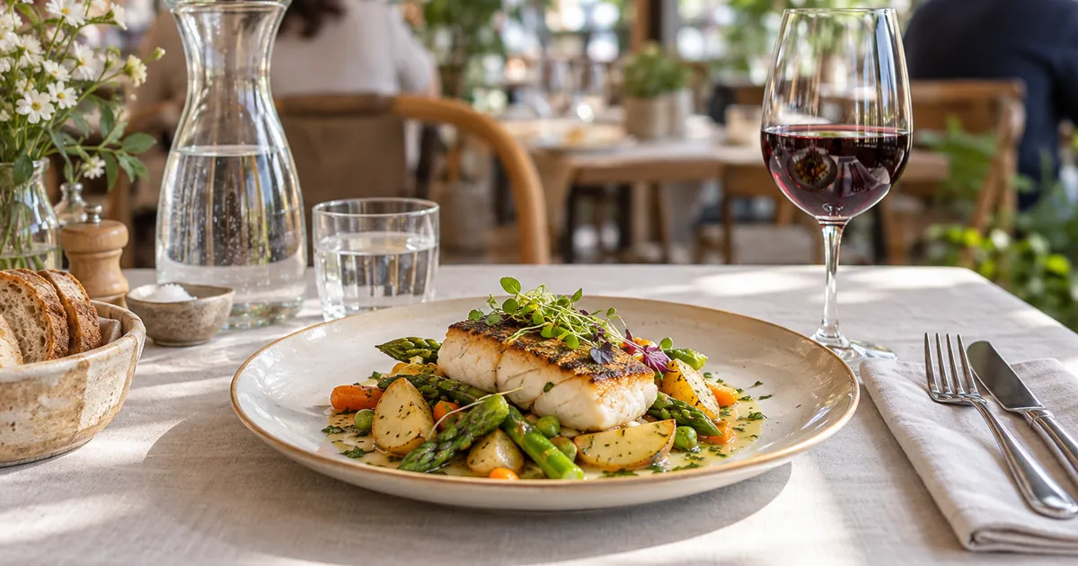 Un verre de vin servi avec un repas