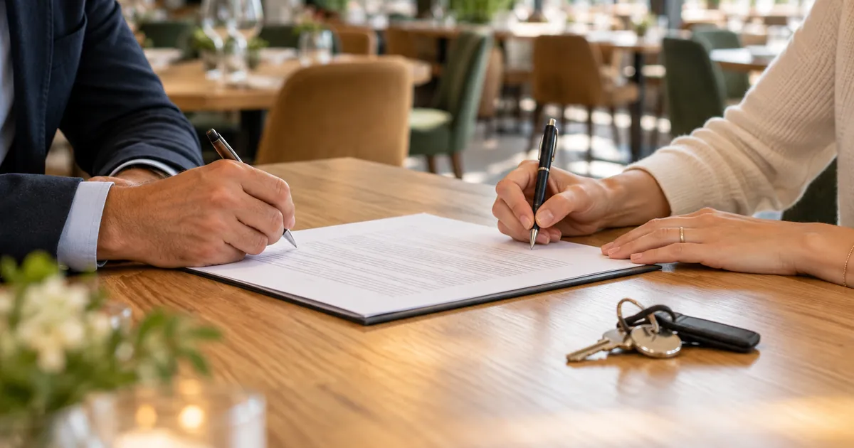 Signature de la reprise d'un restaurant