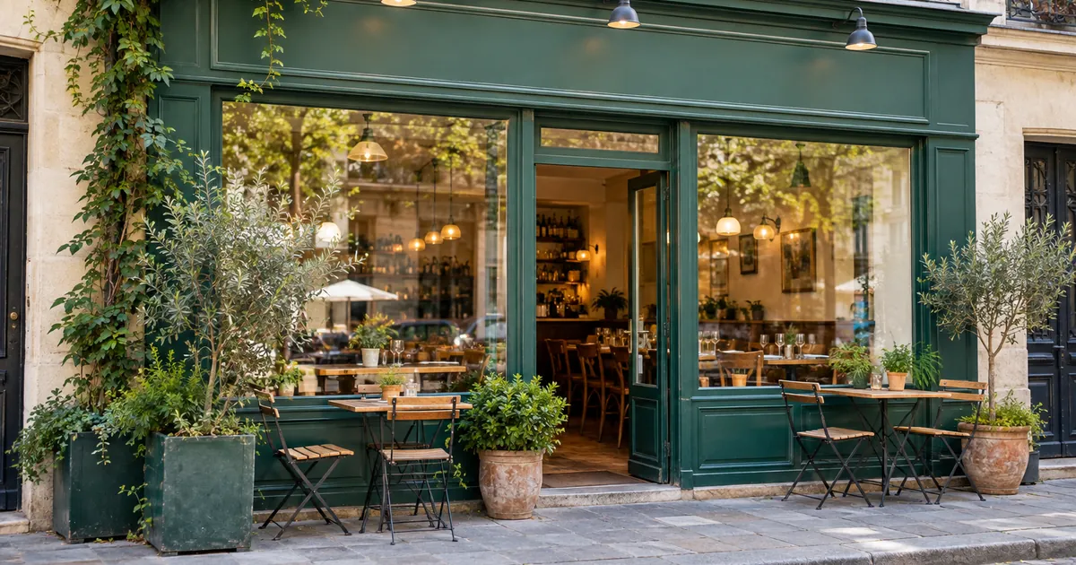 La façade d'un restaurant et son enseigne