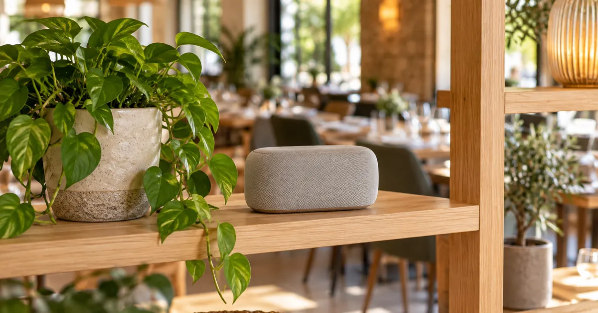 Une enceinte dans une salle de restaurant
