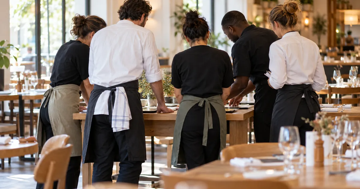 Une équipe de restaurant avant le service