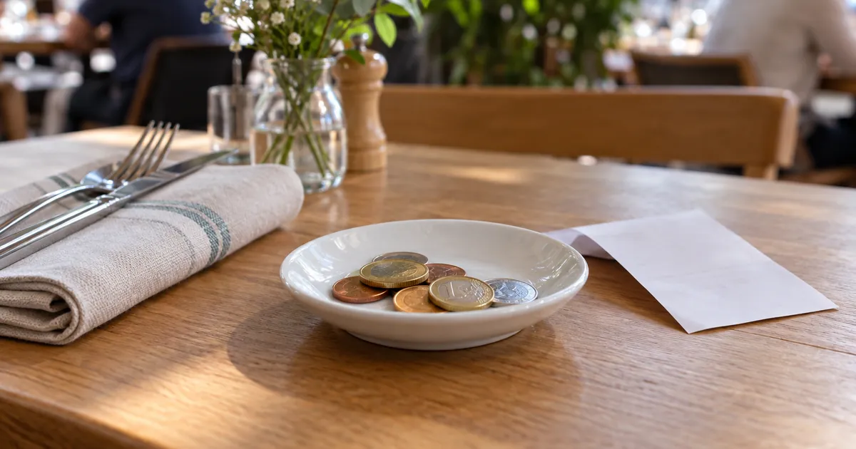 Un pourboire laissé sur la table